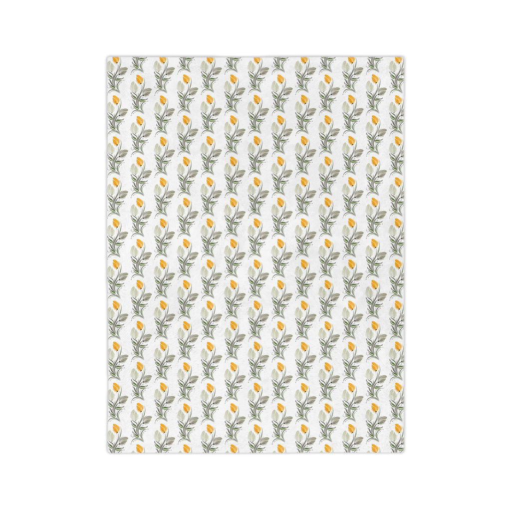Floral Lemon Pattern Velveteen Throw Blanket