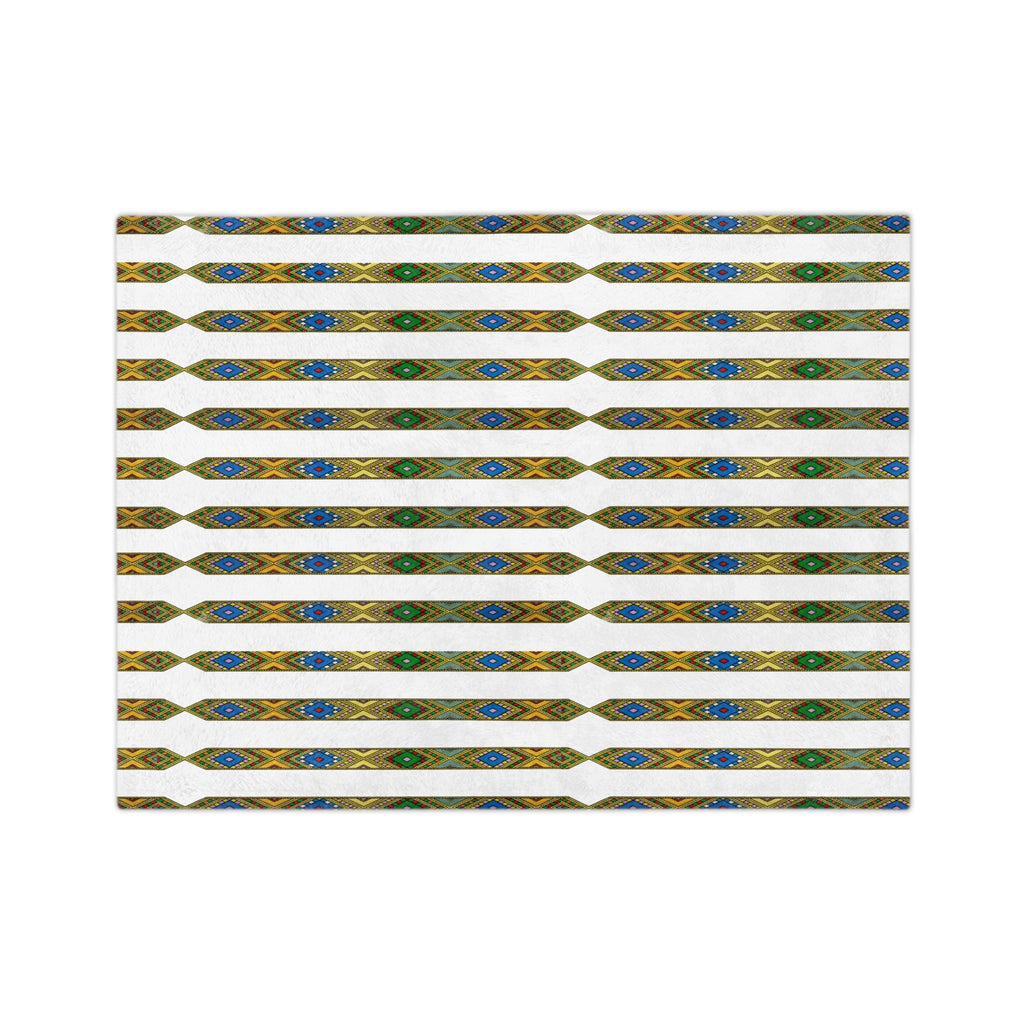 Bohemian Striped Velveteen Microfiber Blanket — Green & Gold Aztec Pattern