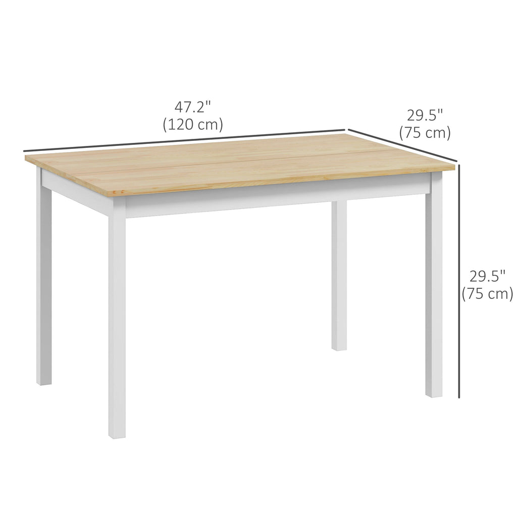 47" x 30" Dining Table, Farmhouse Dining Room Table with Pine Wood Frame, Space Saving Kitchen Table, Natural