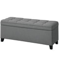 Storage Ottoman Bench, Foot Rest with Safety Hinges, 47 Inches Linen Storage Chest for Living Room, Dark Grey