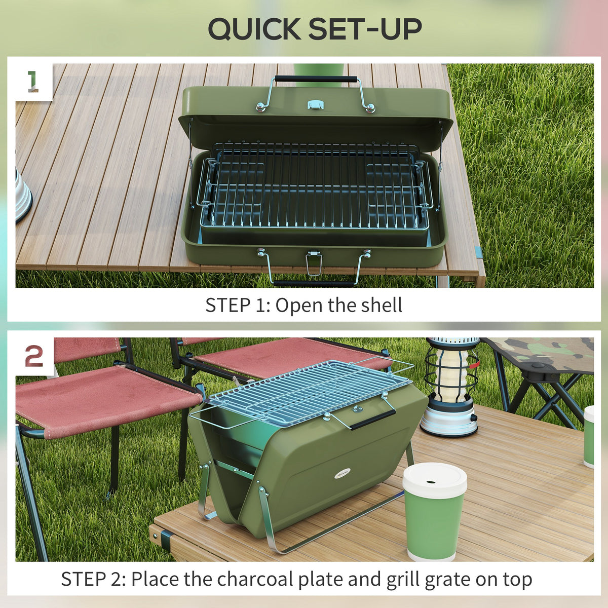 Metal Suitable-Style Portable BBQ Grill - Black