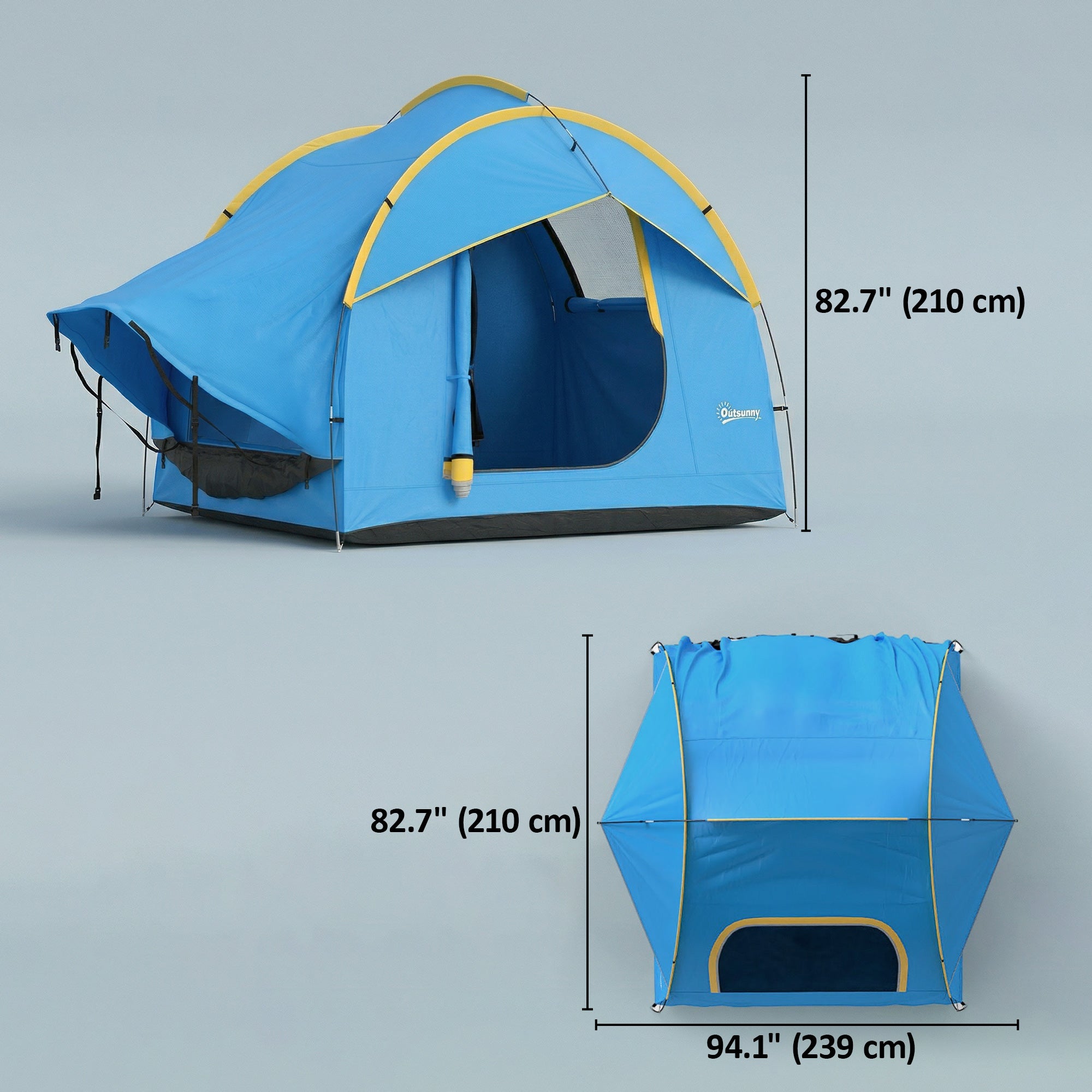 3000mm Waterproof SUV Tent, Car Tent with 3 Doors and Mesh Window, for 5-6 Person Camping Travel, Blue and Orange