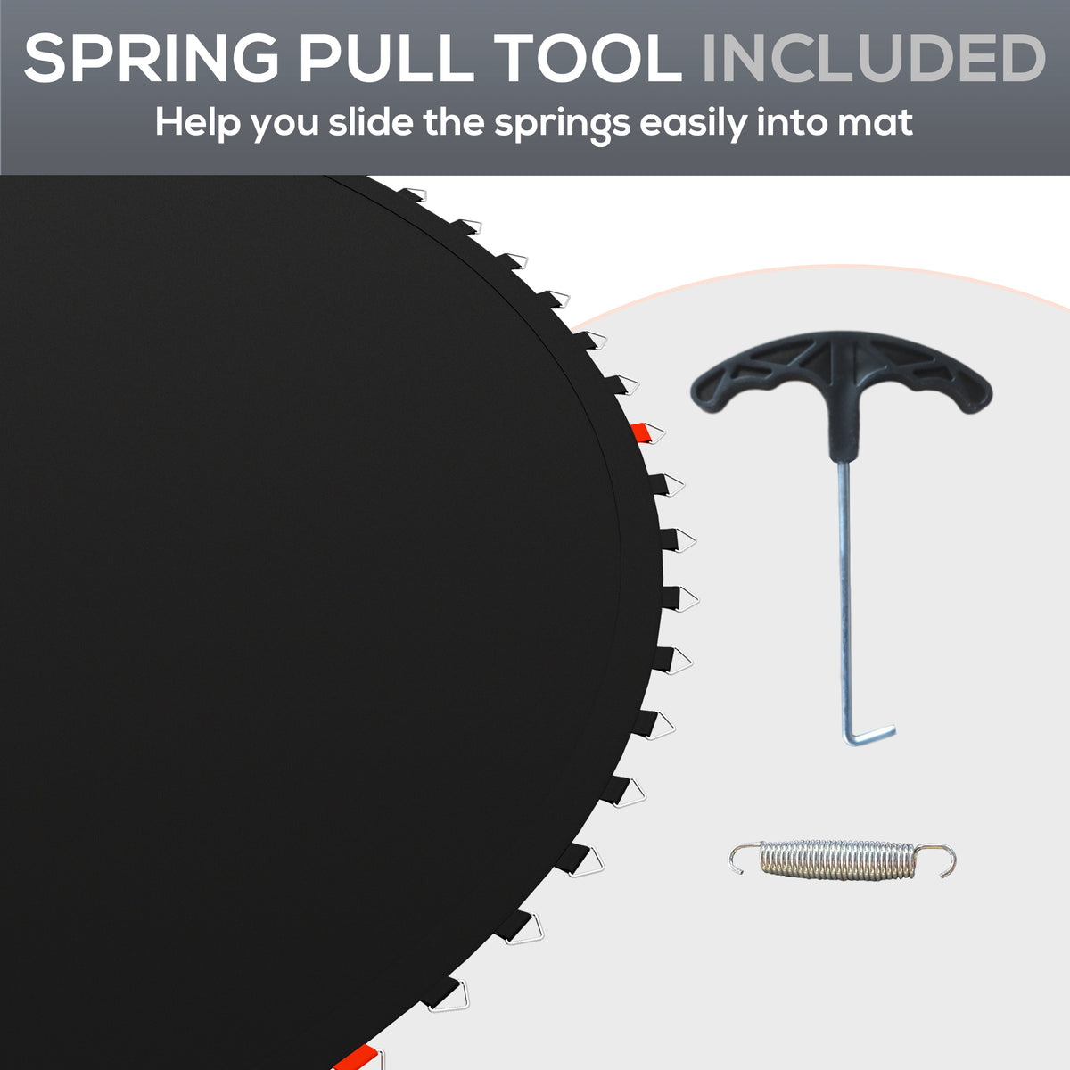 Soozier Trampoline Replacement Mat, Fits 14' Trampoline w/ 80 V-Hooks & 5.5" Springs (Spring & Frame not Included), Black