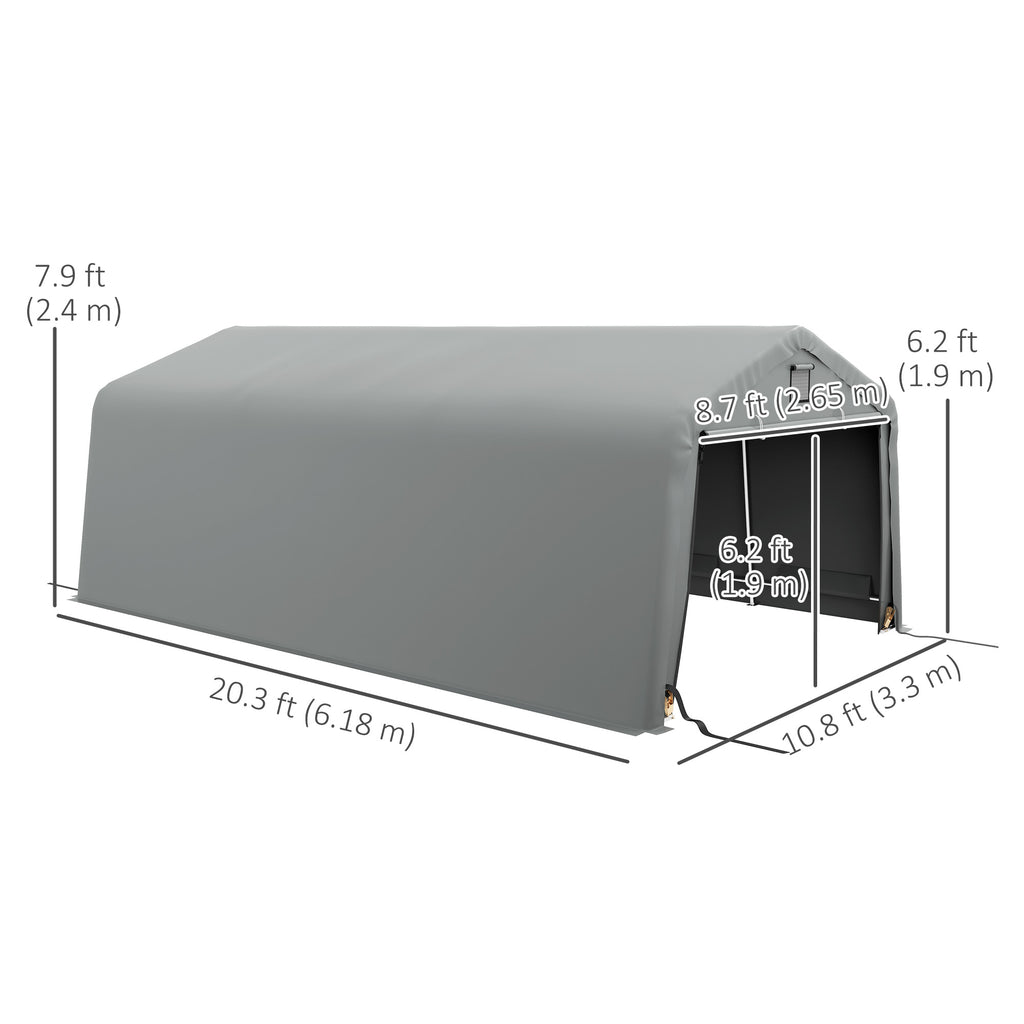 12' x 20' Portable Garage, Heavy Duty Carport Canopy with Ventilation Windows and Large Roll-up Door, Black