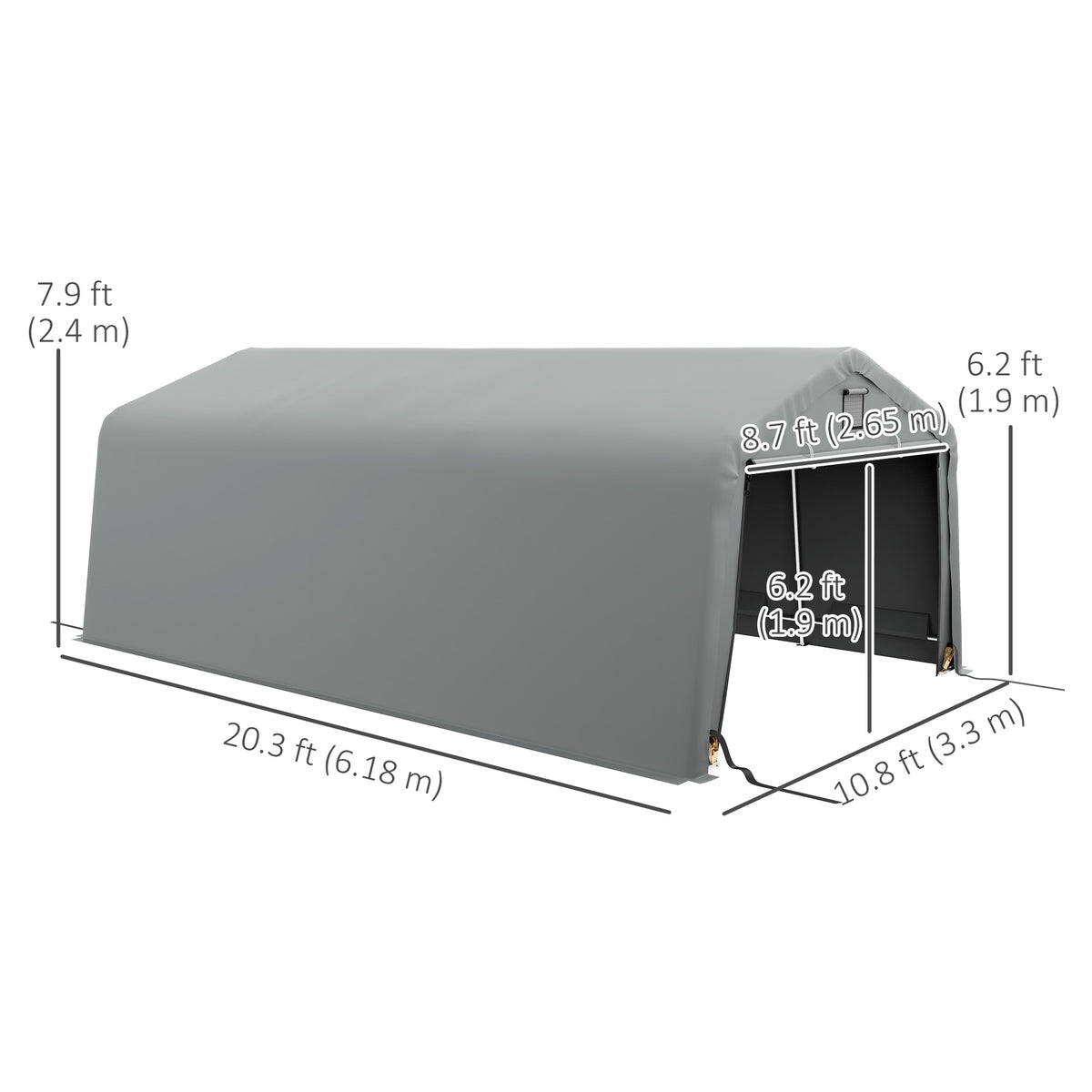 12' x 20' Portable Garage, Heavy Duty Carport Canopy with Ventilation Windows and Large Roll-up Door, Black
