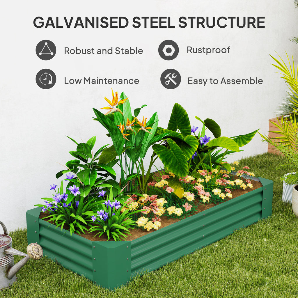 8 x 1.3 x 1.5ft Galvanized Raised Garden Bed, Reinforced Outdoor Planter Box with Open Bottom, Green