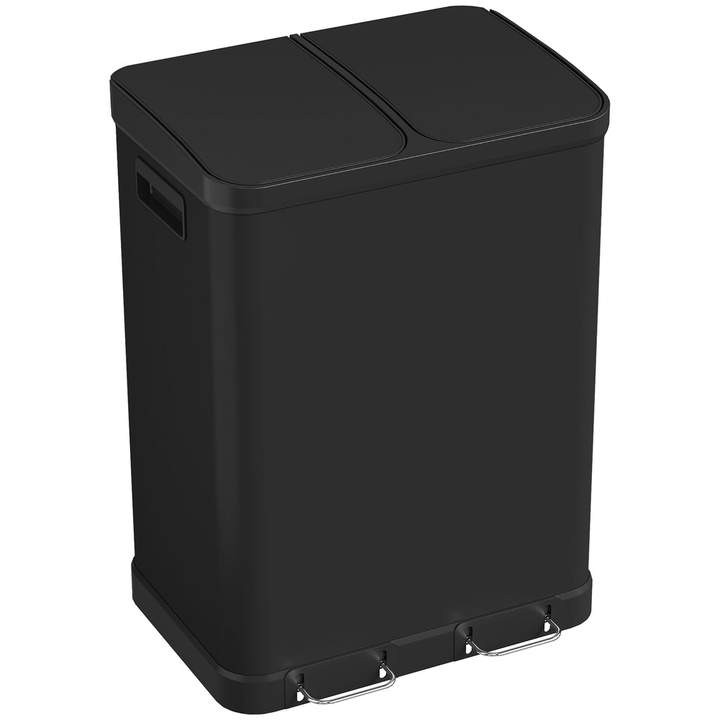 Kitchen Garbage Bin, 2 x 7.9 Gal (2 x 30 L) Trash Can, Soft-Close Garbage Can with Removable Inner Buckets, White