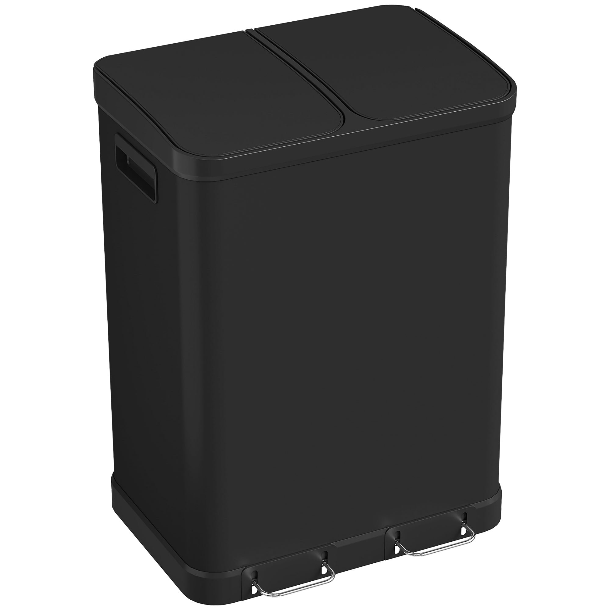 Kitchen Garbage Bin, 2 x 7.9 Gal (2 x 30 L) Trash Can, Soft-Close Garbage Can with Removable Inner Buckets, White
