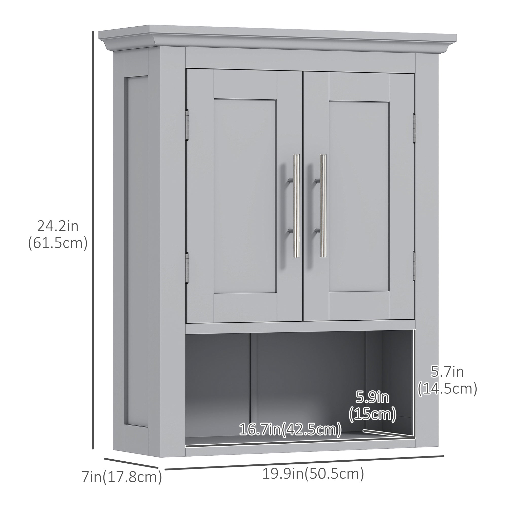 Bathroom Wall Cabinet, Medicine Cabinet, Toilet Storage Cabinet with Shelf for Living Room and Entryway, White