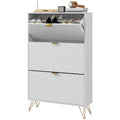 Modern Shoe Storage Cabinet with 3 Flip Drawers for 18 Pairs, Narrow Shoe Organizer for Entryway, Hallway, White