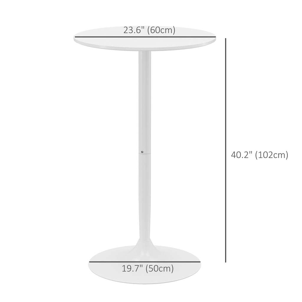 High Top Bar Table, Modern Round Dining Table with Painted Top and Steel Base, Bistro Table for 2 People, Black