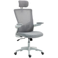 Ergonomic Office Chair, Swivel Desk Chair with Adjustable Lumbar Support, Headrest and Height, Flip-up Armrests, Grey