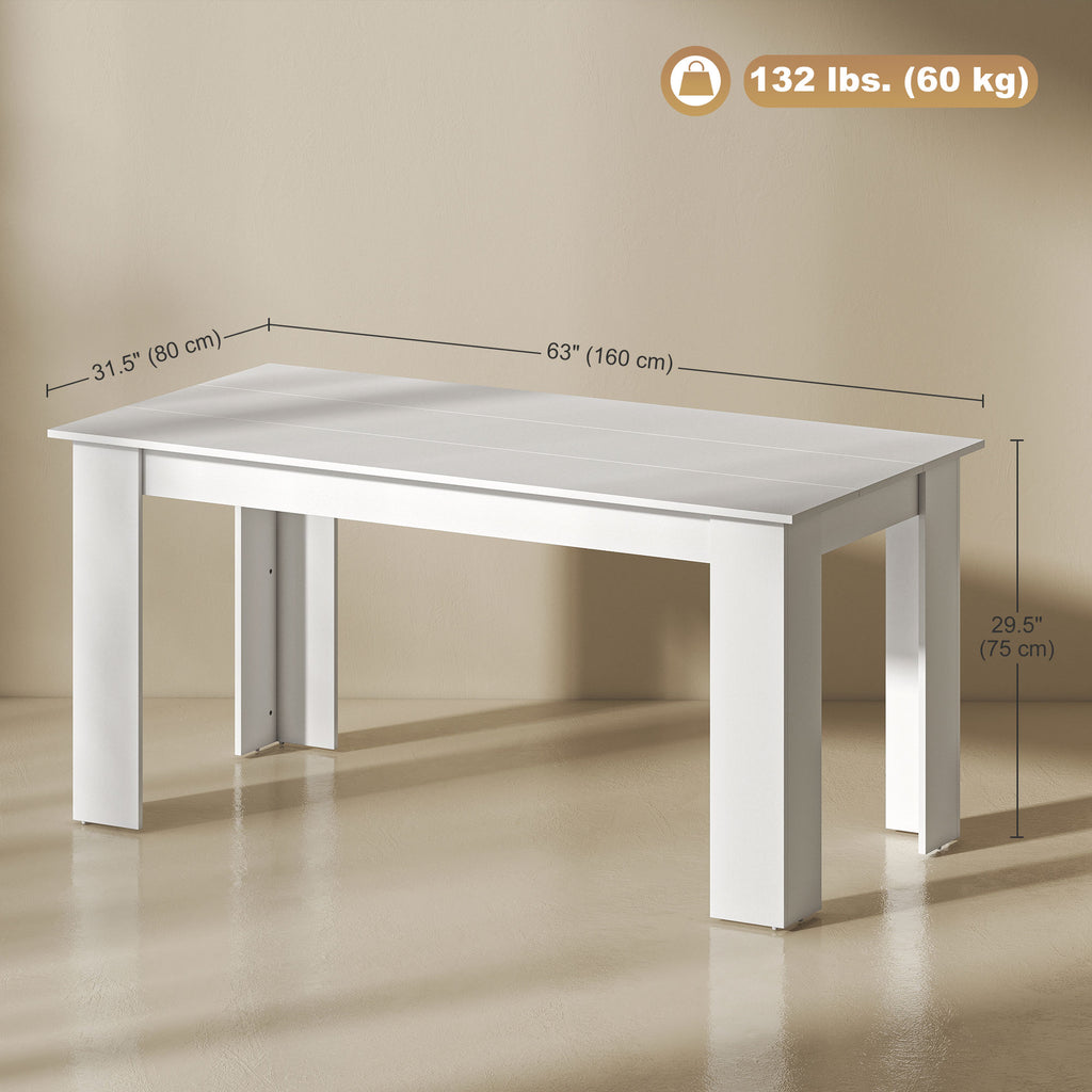 47" Kitchen Table for 4-6 People, Dining Table with Wood Effect for Dining Room, Oak