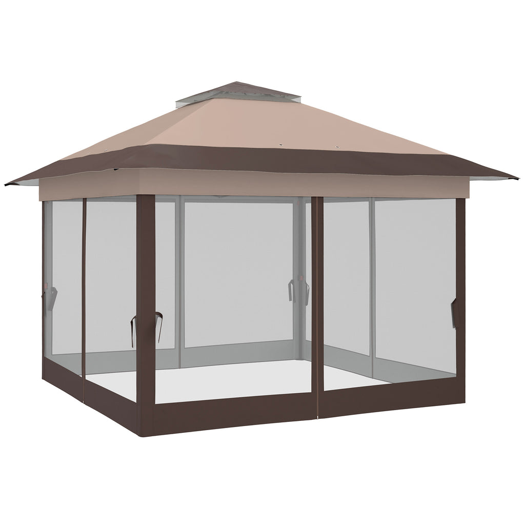 12' x 12' Foldable Pop-up Party Tent Instant Canopy Sun Shade Gazebo Shelter with Steel Frame, Khaki