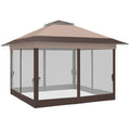 12' x 12' Foldable Pop-up Party Tent Instant Canopy Sun Shade Gazebo Shelter with Steel Frame, Khaki
