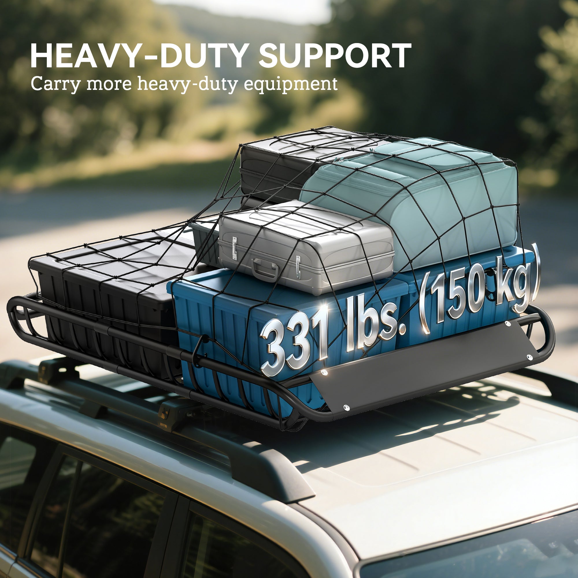 Soozier Roof Rack Cargo Carrier Basket, 150LBS Heavy Duty Roof Basket, 46" x 36" x 4.5" Rooftop Cargo Carrier for SUV, Truck