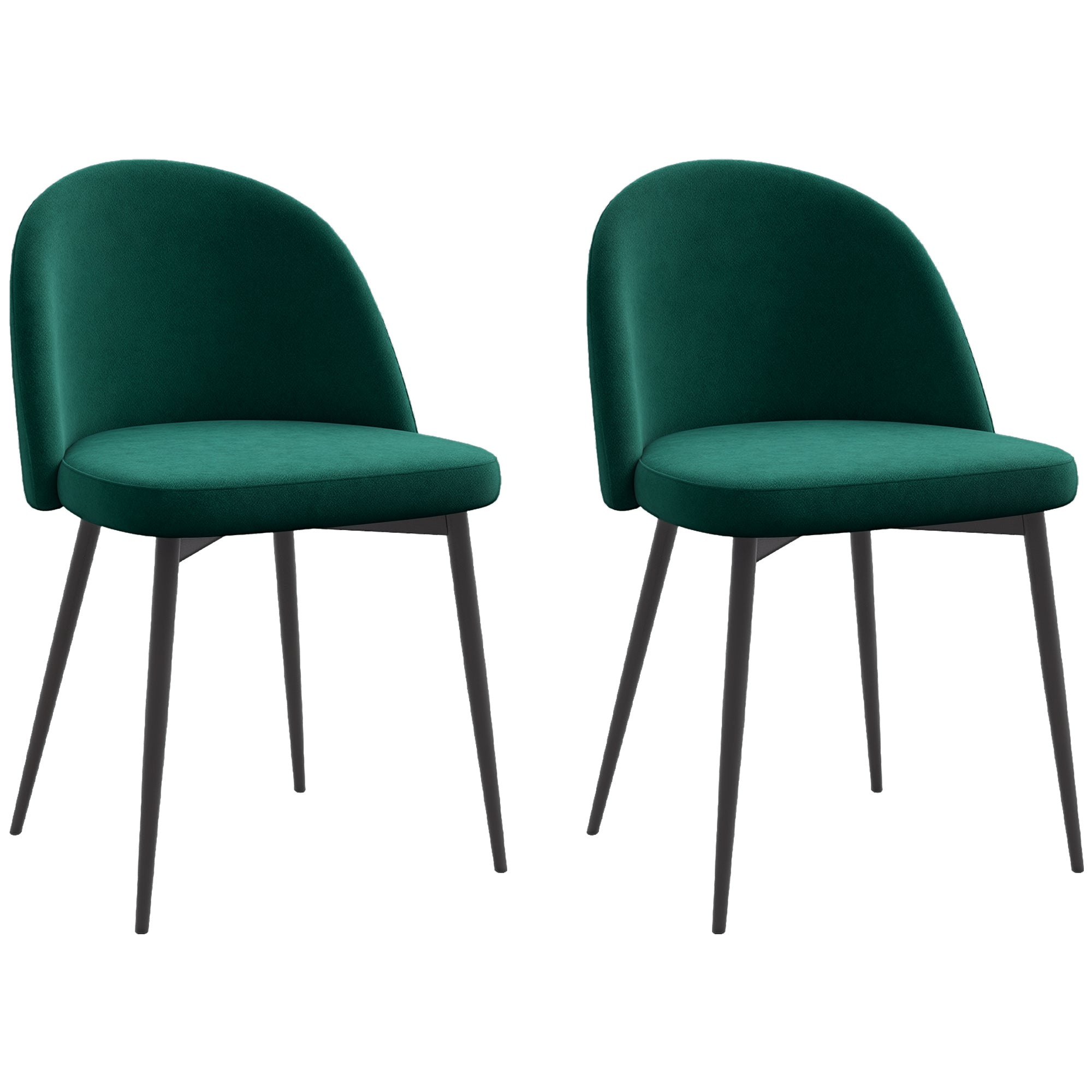 Set of 2 Mid-Back Dining Chair, Mid-Back Velvet-touch Upholstery Kitchen Chair for Living Room Dining Room, Yellow