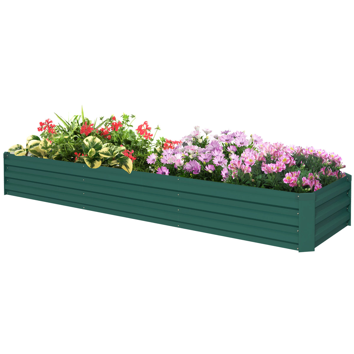 8'x2'x1' Galvanized Raised Bed, Large Elevated Planter Box for Growing Flowers, Herbs and Vegetables, Green