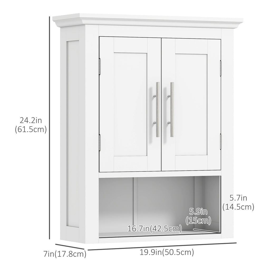 Bathroom Wall Cabinet, Medicine Cabinet, Toilet Storage Cabinet with Shelf for Living Room and Entryway, White