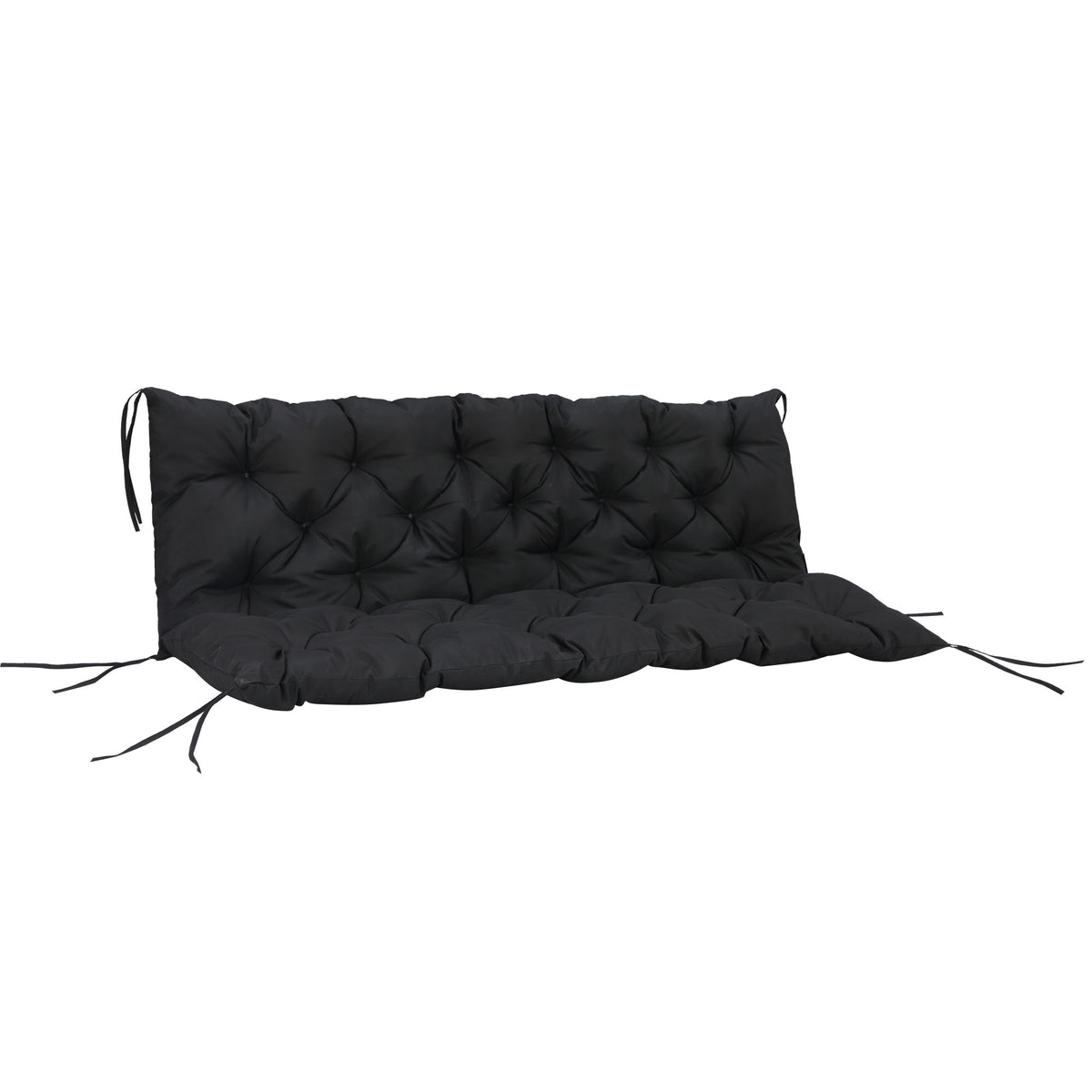 Porch Swing Cushion Garden Bench Cushion with Backrest, Non-Slip 3-Seater Soft Pad, 59.1" x 38.6", Black