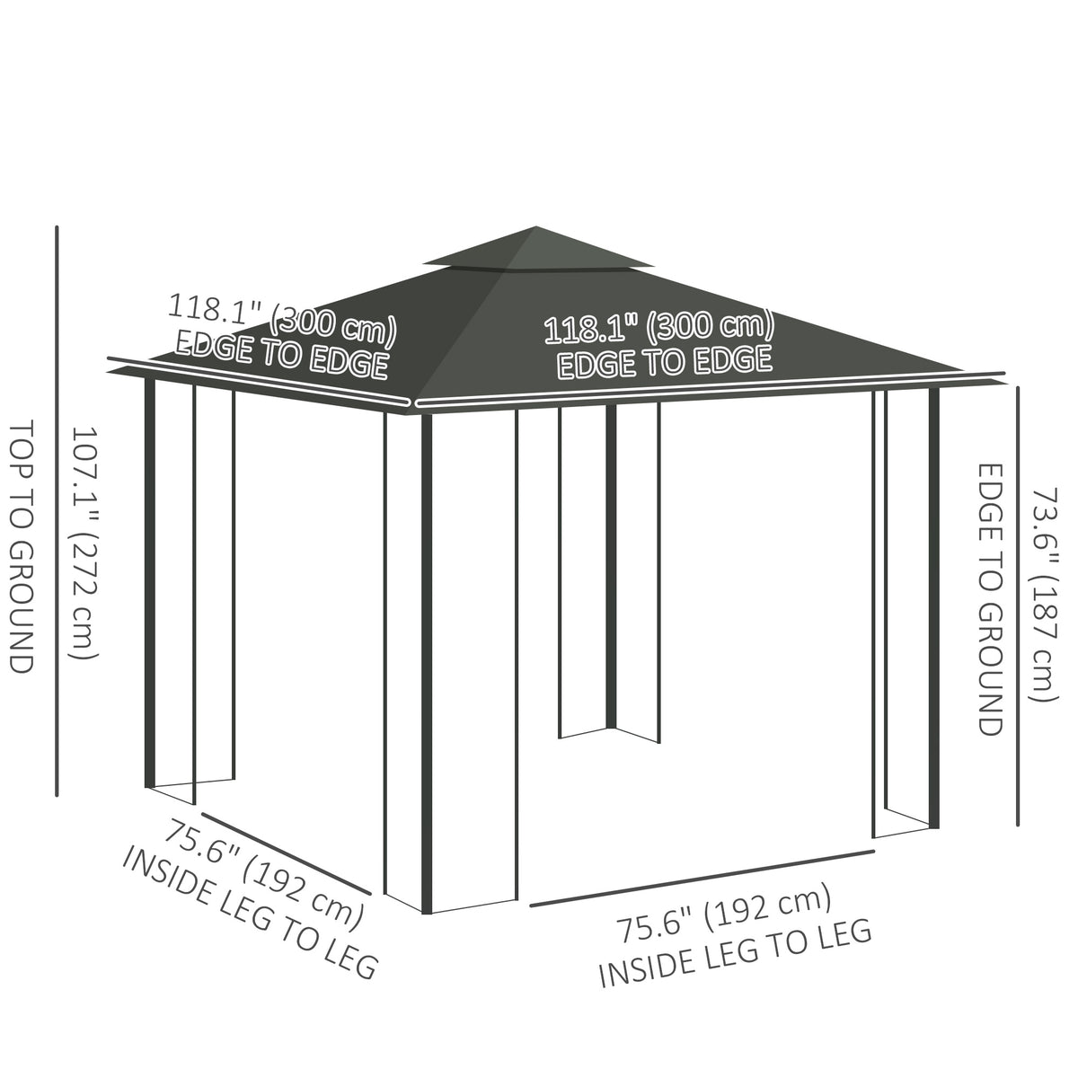 10'x10' Soft-top Steel Patio Gazebo Outdoor Sun Shelter with 2-Tier Polyester Roof, Curtain Sidewalls, Light Grey