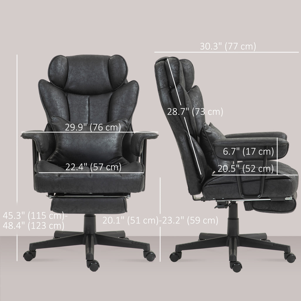 Big and Tall Office Chair with Foot Rest, 400LBS High Back Desk Chair with Padded Armrests, Lumbar Support, Black