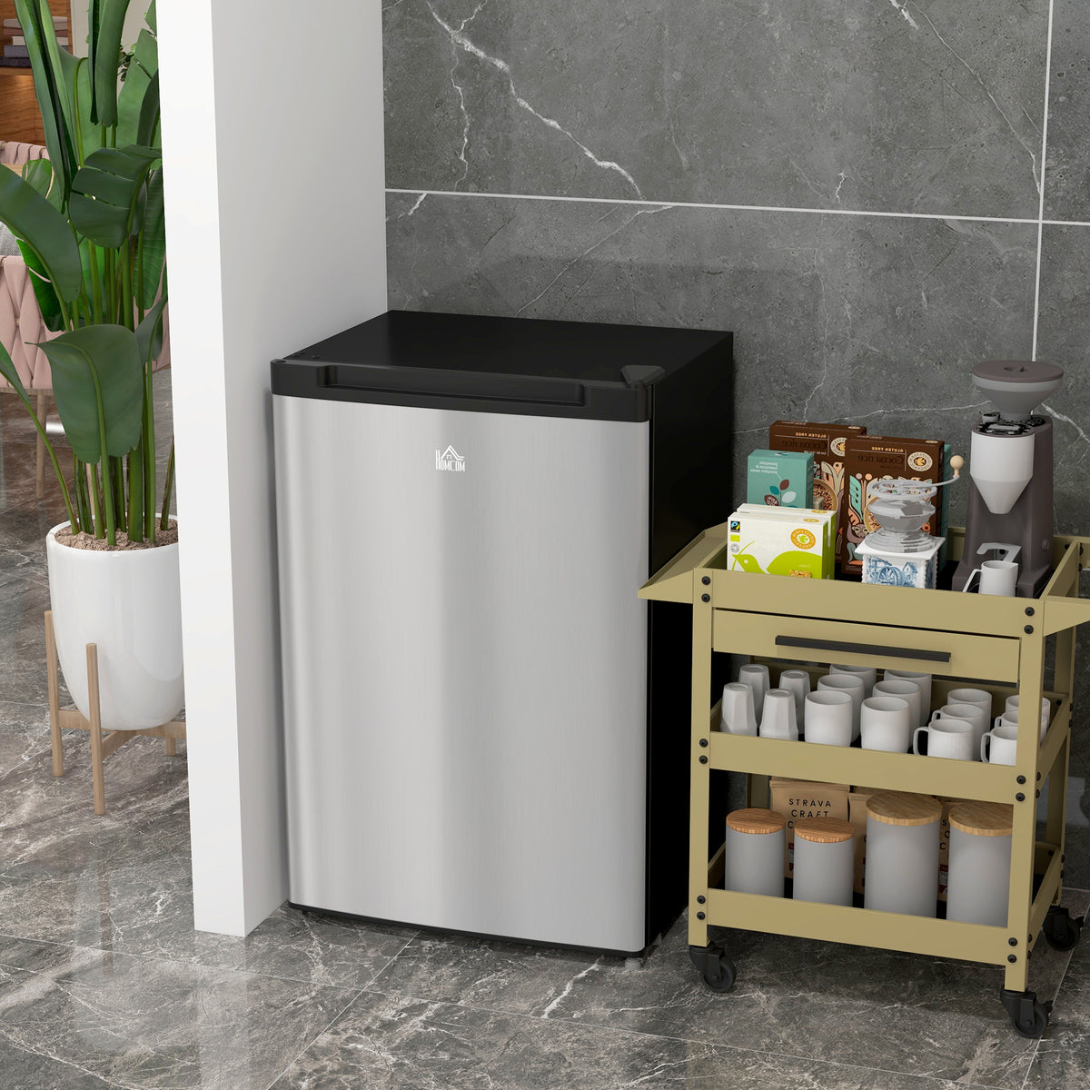 Upright Freezer, 3 Cu.Ft Mini Freezer with Reversible Single Door, Adjustable Thermostat for Home, Dorm, Silver