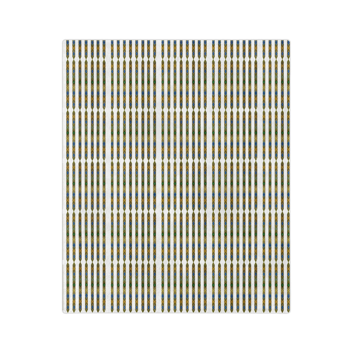 Velveteen Microfiber Blanket — Retro Stripe Plaid Throw (Mustard, Navy)