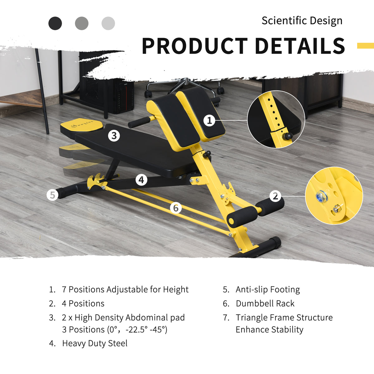 Soozier Adjustable Weight Bench Roman Chair Exercise Training Multi-Functional Hyper Extension Bench Dumbbell Bench Ab Sit up Decline Flat Black and Red