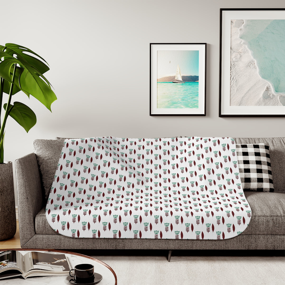 Christmas Cactus Sherpa Blanket – Cozy Holiday Succulent Throw