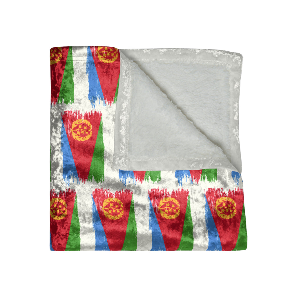 Crushed Velvet Blanket — Festive Red & Green Pennant Pattern Throw