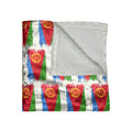 Crushed Velvet Blanket — Festive Red & Green Pennant Pattern Throw