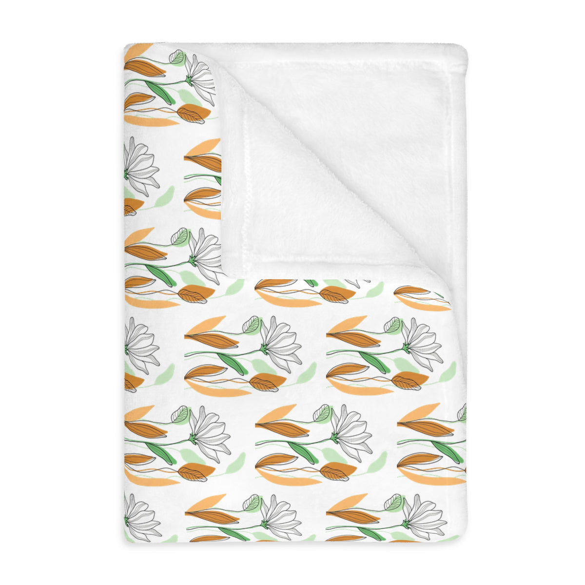 Tulip Pattern Velveteen Microfiber Blanket – Floral Two-Sided Throw