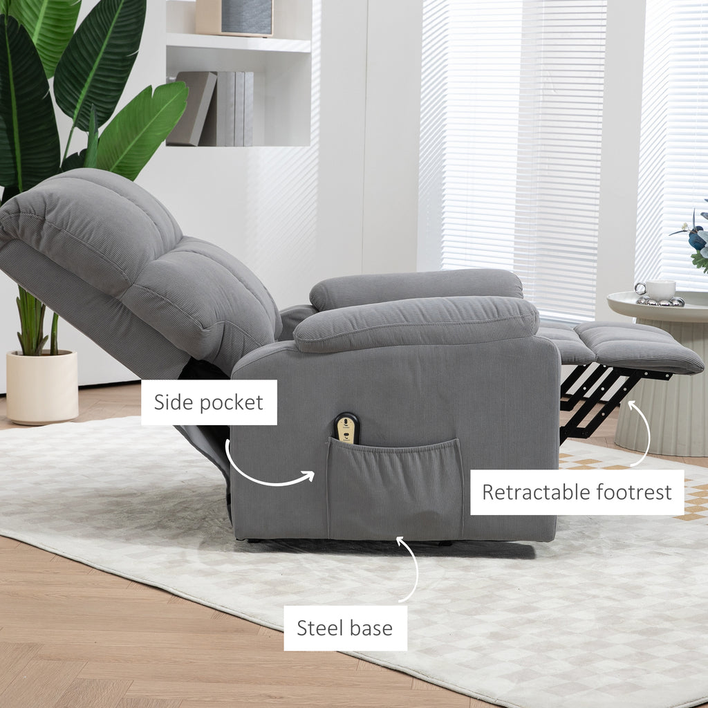 Lift Chair for Seniors, Microfibre Upholstered Electric Recliner Chair with Remote, Quick Assembly, Grey
