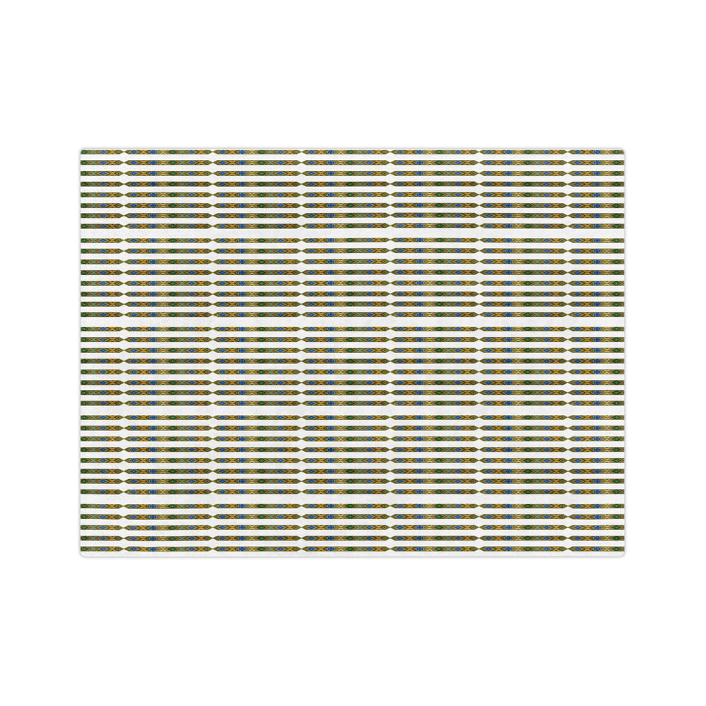 Velveteen Microfiber Blanket — Retro Stripe Plaid Throw (Mustard, Navy)