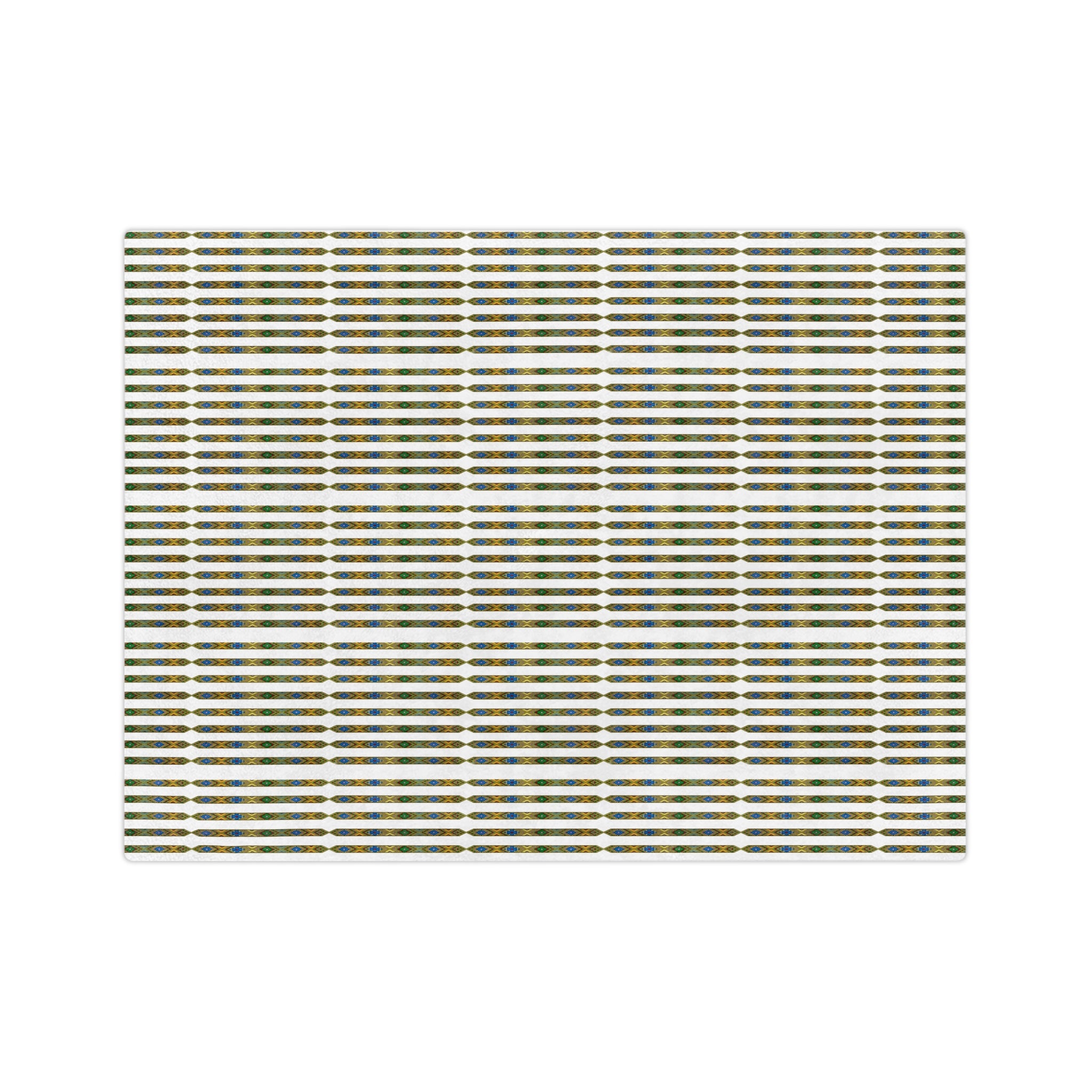 Velveteen Microfiber Blanket — Retro Stripe Plaid Throw (Mustard, Navy)