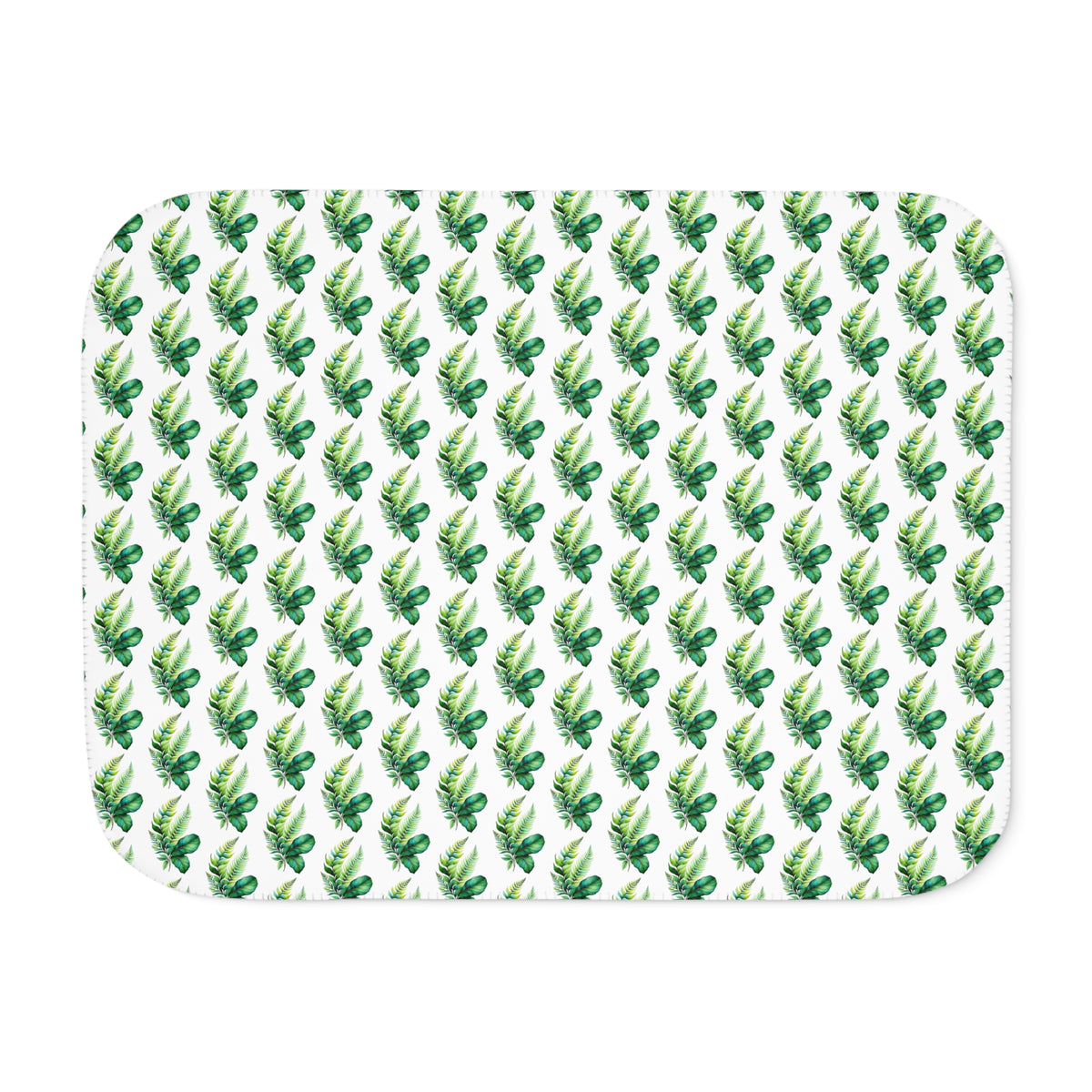 Tropical Palm Sherpa Blanket – Reversible Cozy Throw with Green Leaf Pattern