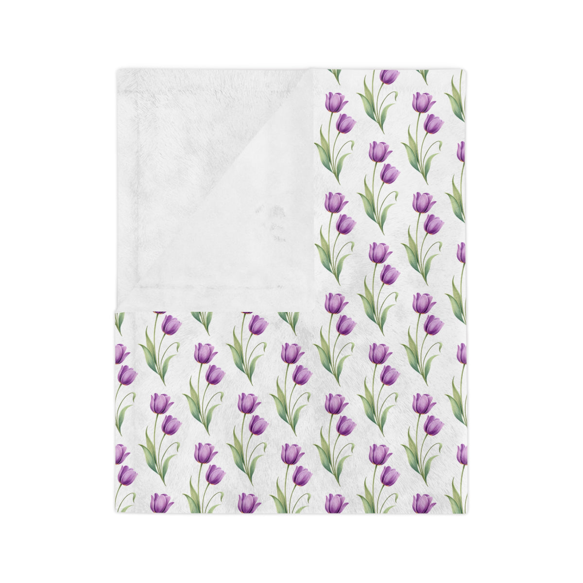 Floral Tulip Microfiber Blanket — Purple Tulip Pattern Throw
