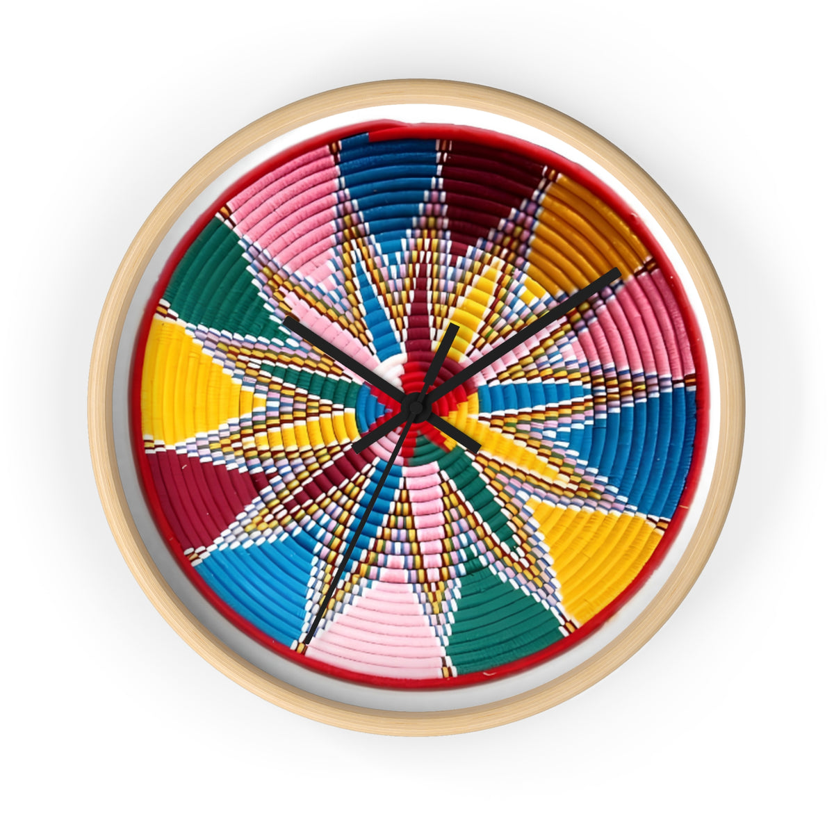 Bohemian Geometric Wall Clock — Colorful Tribal Pattern Clock