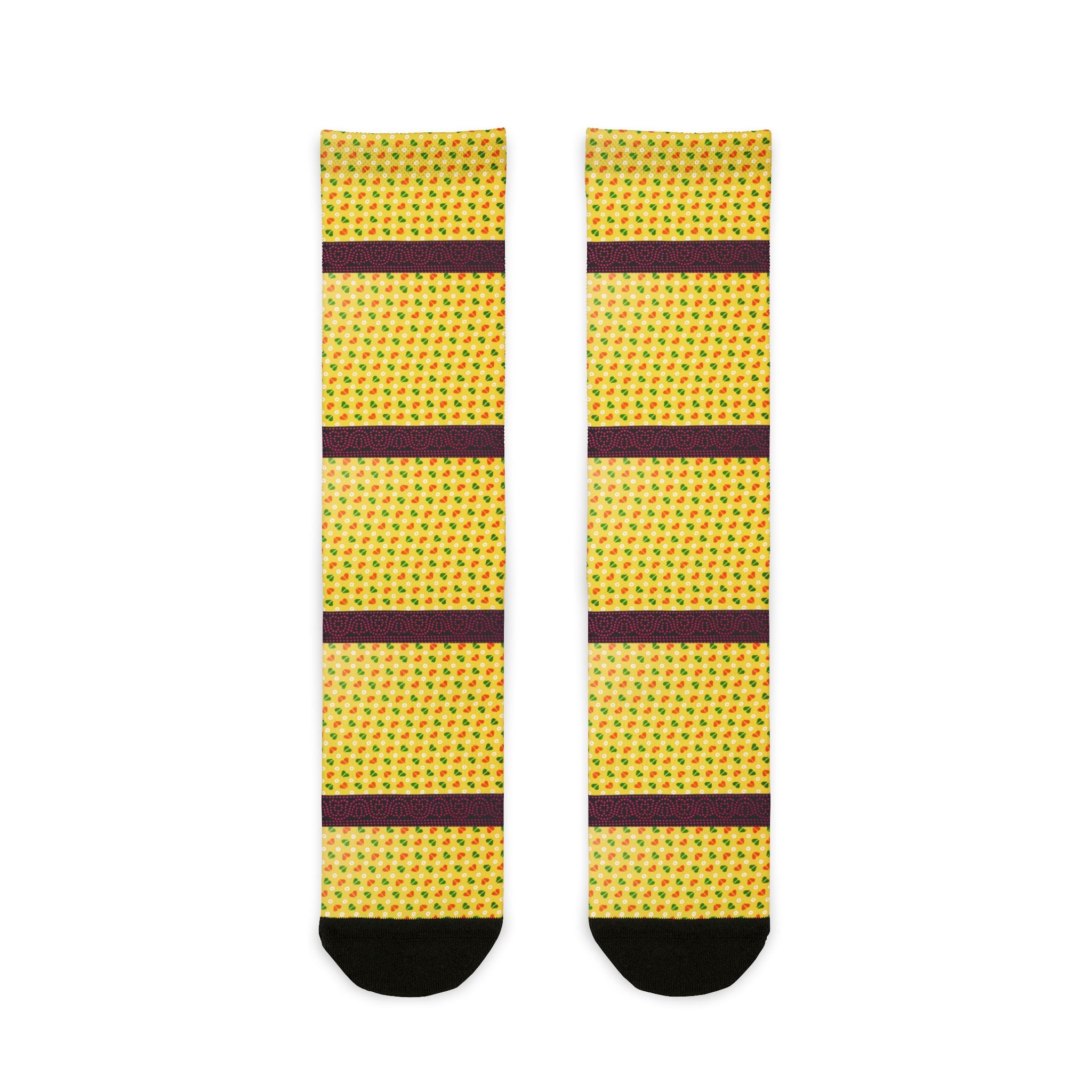 Pineapple Stripe Crew Socks — Fun Tropical Sublimated Socks
