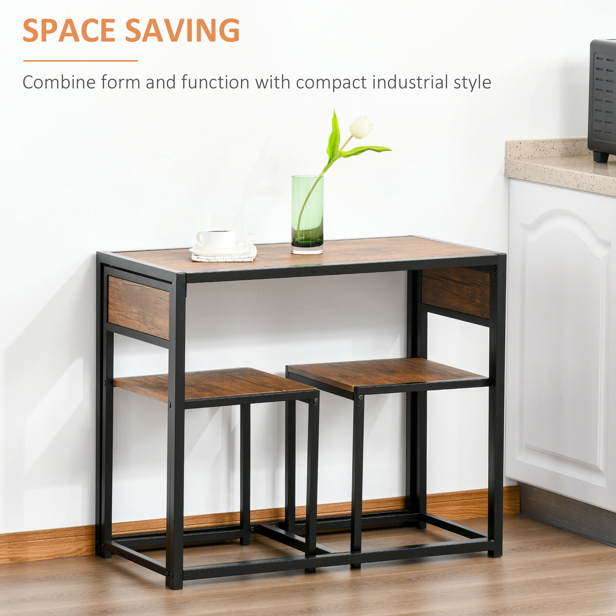 Dining Table Set, Industrial Dining Set for 2, Kitchen Table and Chairs for Small Space, Dining Room Table with Chairs