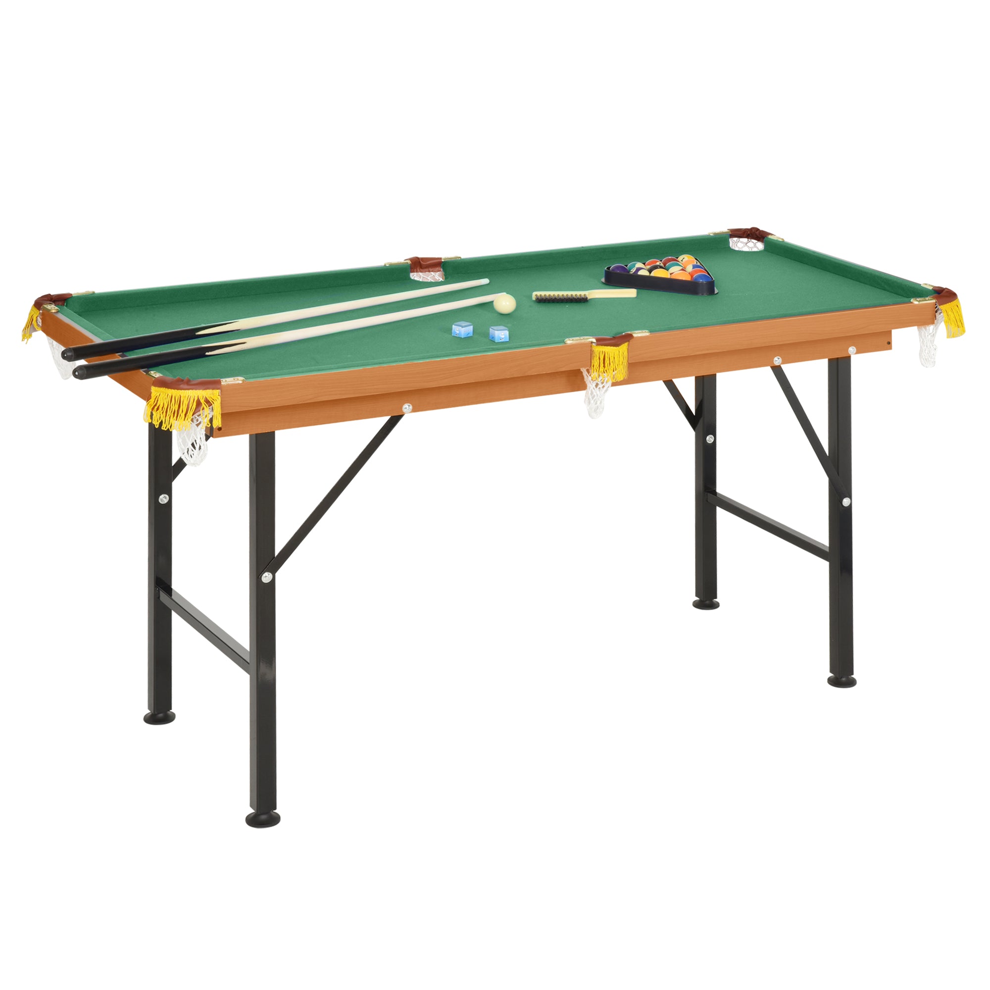 Soozier 55" Mini Pool Table Portable Billiard Table Includes Cues, Ball, Chalk, Rack, Green