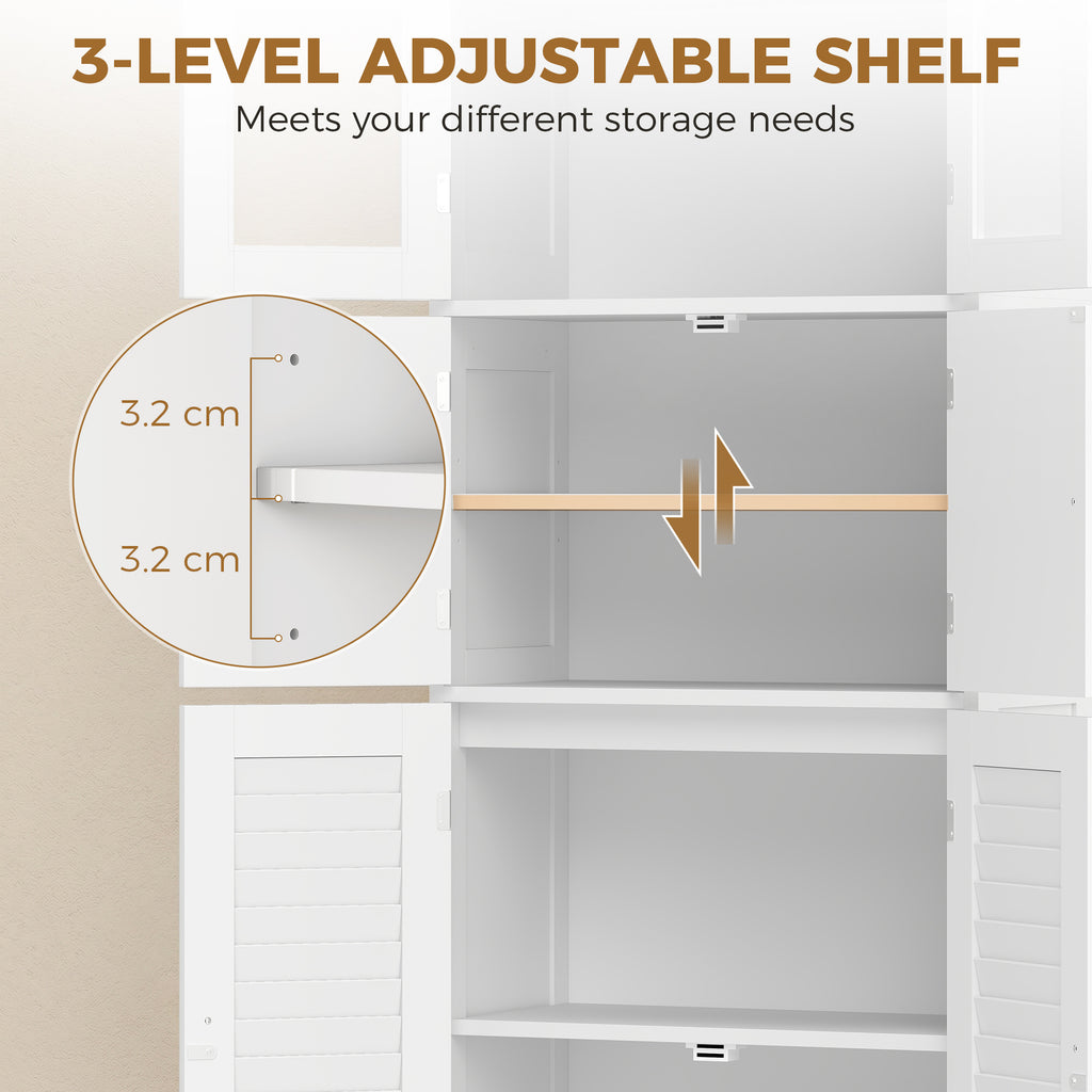 Freestanding Bathroom Cabinet with Glass/Louvred Doors, Tall Bathroom Cabinet for Kitchen, Study, Living Room