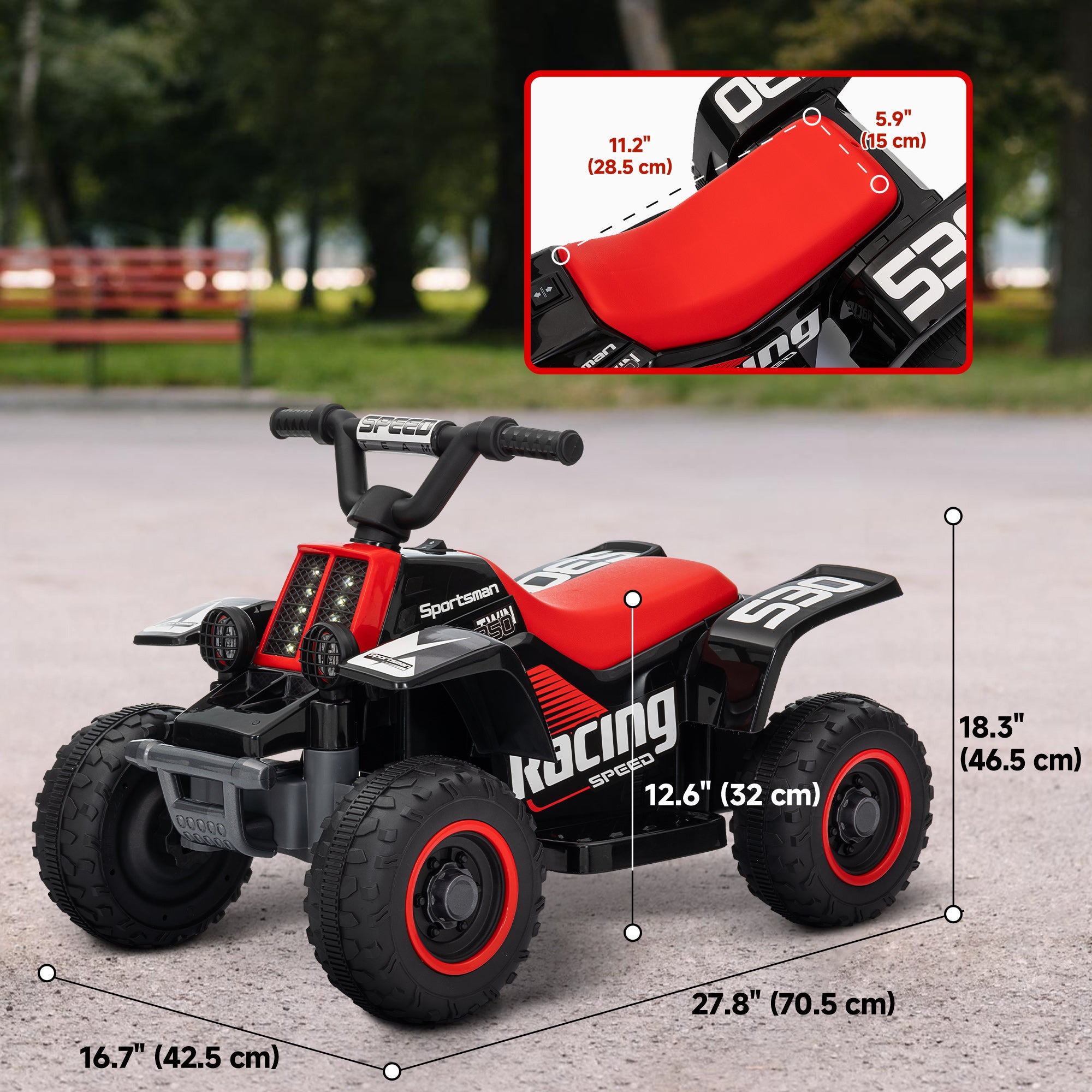 Qaba 6V Kids ATV Quad, 4 Wheeler Battery Powered Electric Ride on Car w/ Lights, Forward Backward, Black