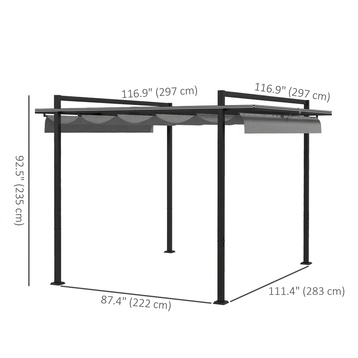 10' x 10' ዝተመለሰ ፐርጎላ፣ ናይ ገነት ጋዜቦ ጽላል መጽለሊ፣ ንግሪል፣ ፓትዮ፣ ዴክ፣ ጸሊም ግራጫ