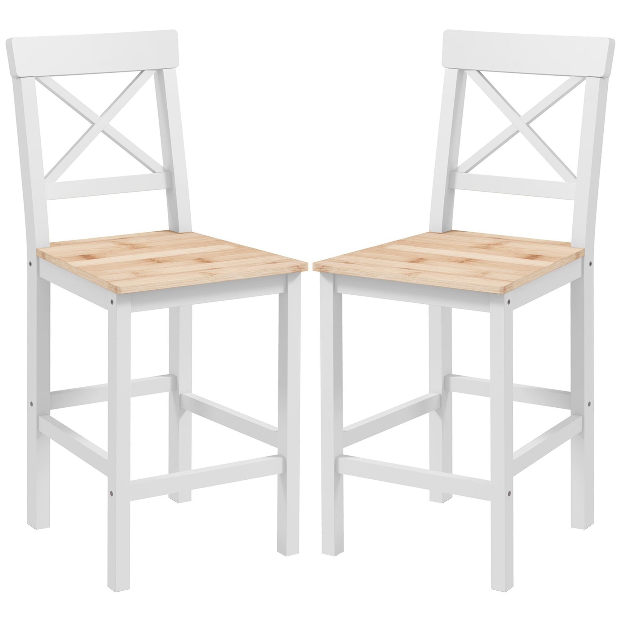 Counter Height Stools Set of 2, Farmhouse Bar Stools with Backs, Solid Wood Counter Stools for Kitchen Island