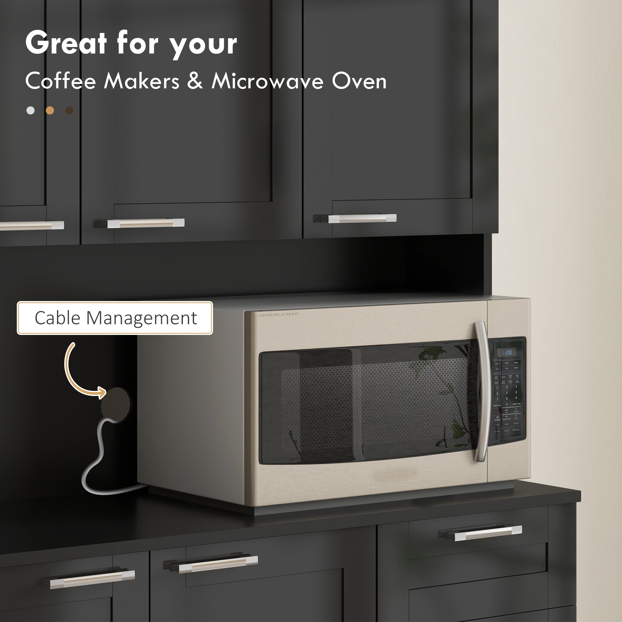 71" Kitchen Pantry Storage Cabinet, Storage Buffet with Hutch, Adjustable Shelves for Living Room, High Gloss Black