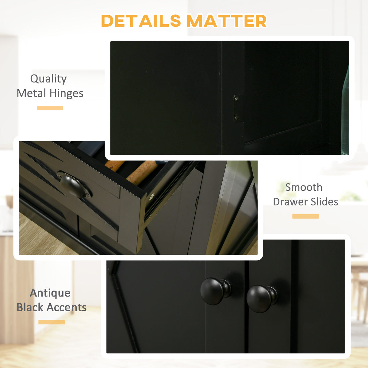 72.5" Kitchen Pantry Cabinet, Freestanding Storage Cabinet with 4 Doors, Drawer and Adjustable Shelves, Black
