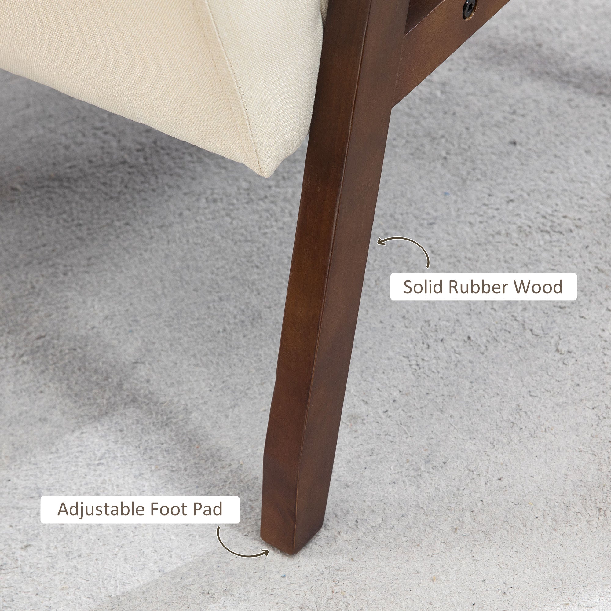 Modern Accent Chairs with Cushioned Seat, Upholstered Linen-Feel Armchair for Bedroom, Living Room, Cream White