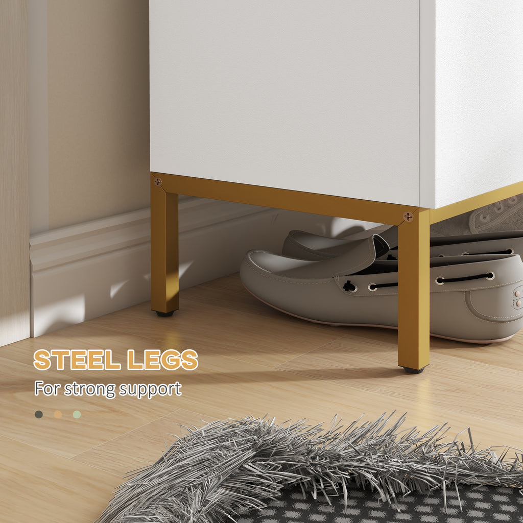 Shoe Storage Cabinet with Adjustable Shelves and Soft-Close Hinges, for 15-20 Pairs of Shoes, White